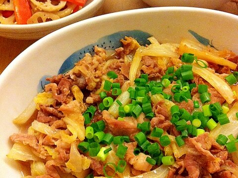 白菜と豚肉の簡単フライパン蒸し　醤油麹味